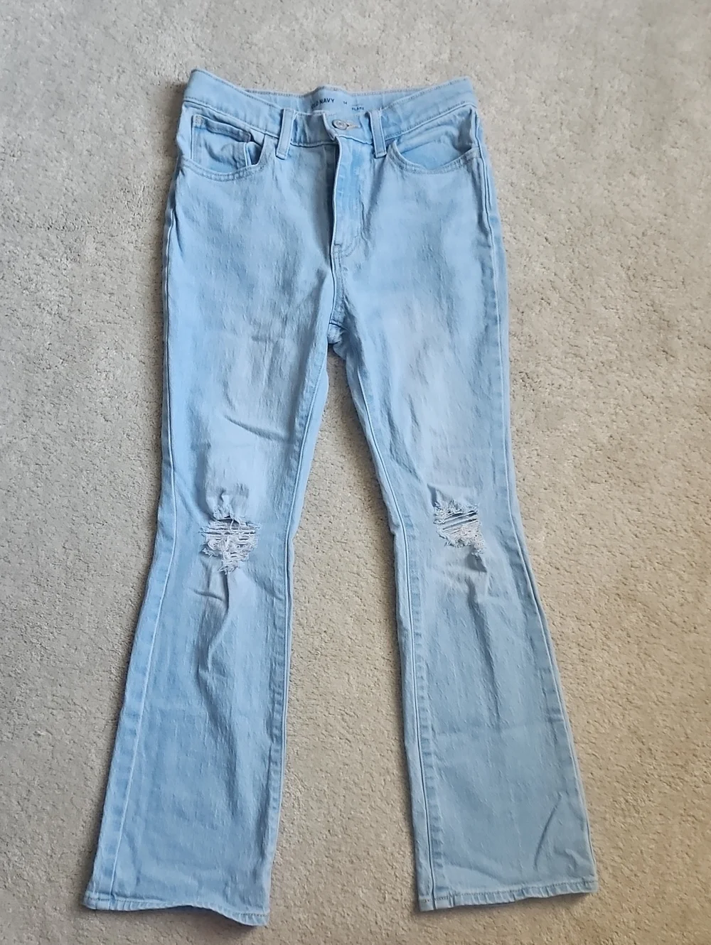 Light Blue Girl's Distressed Flare Jeans